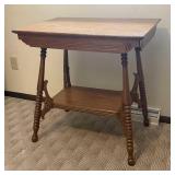 Antique Tiger Oak Two Tiered Table