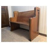 Antique Solid Oak Church Pew