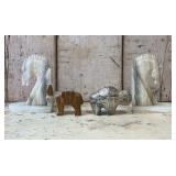 Marble Donkey, Buffalo, Horse Bookends