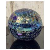 Iridescent Blue Art Glass Paperweight