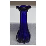 Cobalt Blue Art Glass 11.5in Vase