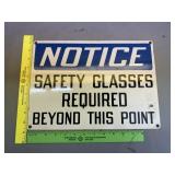 Safety Glasses Metal Sign