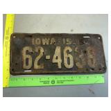 Iowa 1933 License Plate