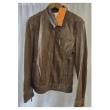 Blink Genuine Leather Moto Biker Jacket - Brown