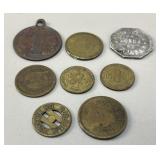 Collection of 8 Vintage Transit & Amusement Tokens