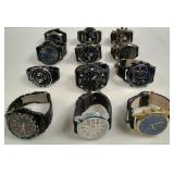 Lot of 12 Men's Fashion Wristwatches