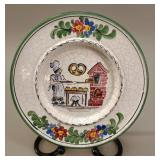 4 Stanza German Majolica Hand-Painted Plates 1950s