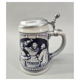 W. Germany Blue Salt Glazed Monk Beer Stein