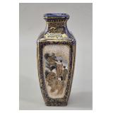 Japanese Cobalt Satsuma Vase with Gilt Landscape