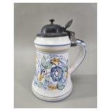 Hand-Painted German Ceramic Beer Stein with