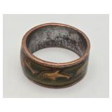 Dolphin Enamel Copper Band Ring
