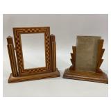 Pair of Vintage Art Deco Geometric Inlay Wood