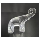 Clear Art Glass Elephant Figurine (Trunk Up) vtg