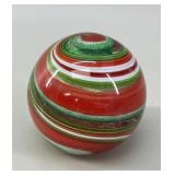 Peppermint Swirl Art Glass Marble  Red, Green,