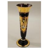 Murano 'Moscato' Ruby Glass Enamel Vase 24kt Gold