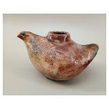 Raku Studio Pottery Incised Bird Vessel