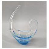 Blue Murano-Style Art Glass Swan Bowl