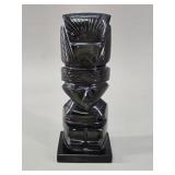 Carved Black Obsidian Aztec Mayan Style Figurine