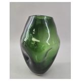 MCM Forest Green Dimpled Art Glass Vase