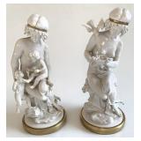 Pair of white Capodimonte porcelain sculptures