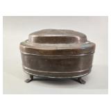 Antique Tinned Copper Oval Trinket Box with Paw