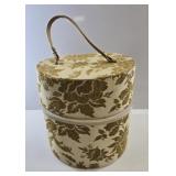 Mid-Century Floral Tapestry Hat Box