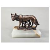 Italian Bronzed Capitoline Wolf Sculpture vtg