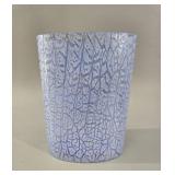 Mid-Century Blue Ice-Texture Oval Art Glass Vase