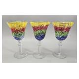 Mexican Hand Blown Rainbow Confetti Wine Glasses