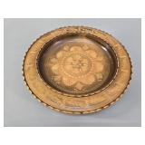 Chip-Carved Folk Art Wooden Bowl, Geometric