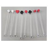 Vintage Glass Casino Charm Swizzle Sticks - Set