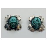 VTG Silver Scarab Clip-on Earrings