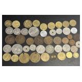 Eclectic Vintage World Coin & Token Lot, 40+