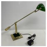 Vintage 1970s Brass Counterbalance Bankers Lamp