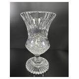 Diamond & Flute Cut Crystal Footed Urn Vase vtg