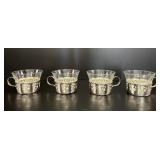 Set of 4 Silver Plate & Glass Demitasse Cups