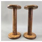 Antique Industrial Wooden Textile Bobbins with