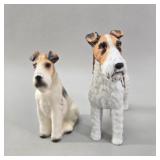 Hand-Painted Porcelain Wire Fox Terrier Figurines