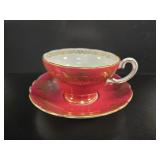 Crown Staffordshire Red & Gold Gilt Teacup &