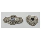 Art Deco Marcasite & Onyx Brooches