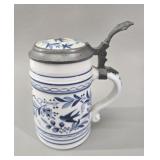 German Faust 'Blue Onion' Porcelain Beer Stein