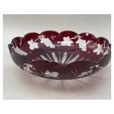 Bohemian Ruby Red Cut-to-Clear Crystal Scalloped