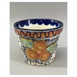 Talevera Style Mid Century Flower Pot, signed