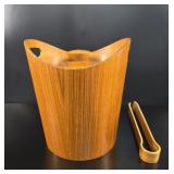 MCM Bentwood Teak Ice Bucket & Tongs