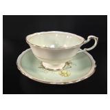 Paragon Mint Green & Floral Teacup & Saucer