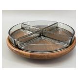 Mid-Century Modern Teak & Smoked Glass Digsmed