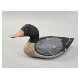 Hand-Carved Bluebill Scalp Wooden Duck Decoy vtg