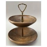 Mid-Century Walnut 2-Tier Tidbit Tray Dansk Style