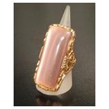 Vintage Mid-Century Pink Cat's Eye Statement Ring