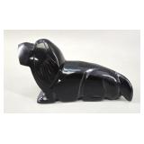 Golden Sheen Obsidian Dog Figurine vtg